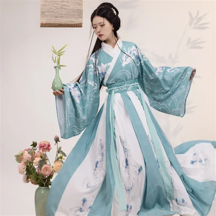 Фото Hanfu Groen Rood Zomer Kostuum Vrouw Китайская традиция Oude Jurk Oosterse коммерчески Jurk Elegantie Tang Dynastie Gerbiling №2