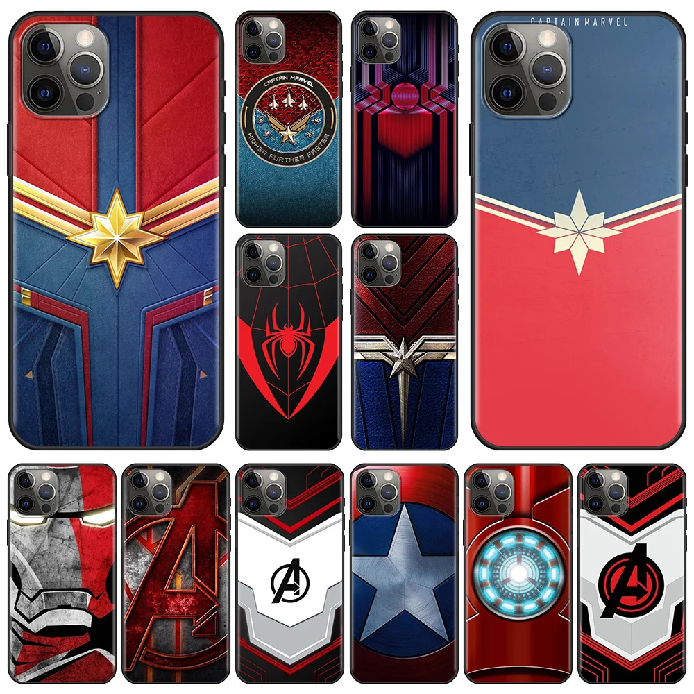 

For iphone 13 Pro Max Case 11 Cases 12 13 Mini Fundas XR X XSMax Cover 8 7 6 6S Plus Coque SE 2020 Capa 5 5S Marvel Icon Armour