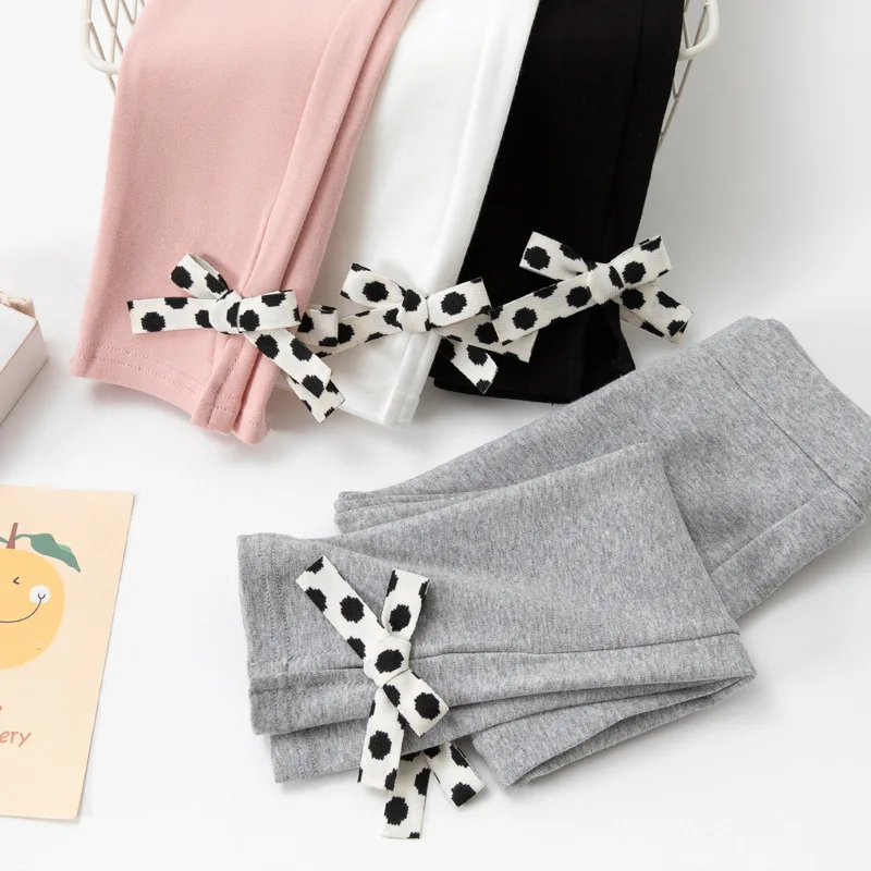 

Girls Kids Pants Autumn Children's Leggings Cotton Baby Bow Dot Long Trousers