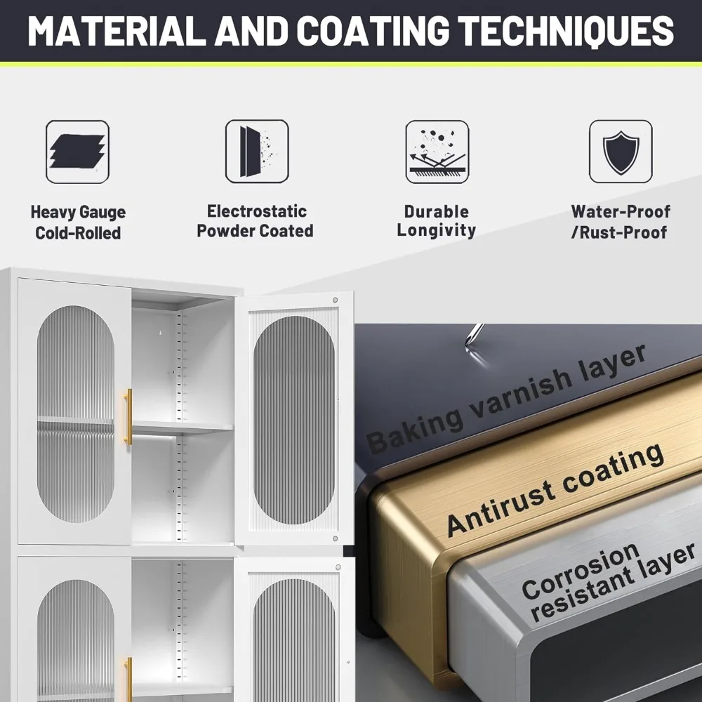 Шкаф для хранения кладовой кухонный шкаф 61 дюйм с акриловыми стеклянными