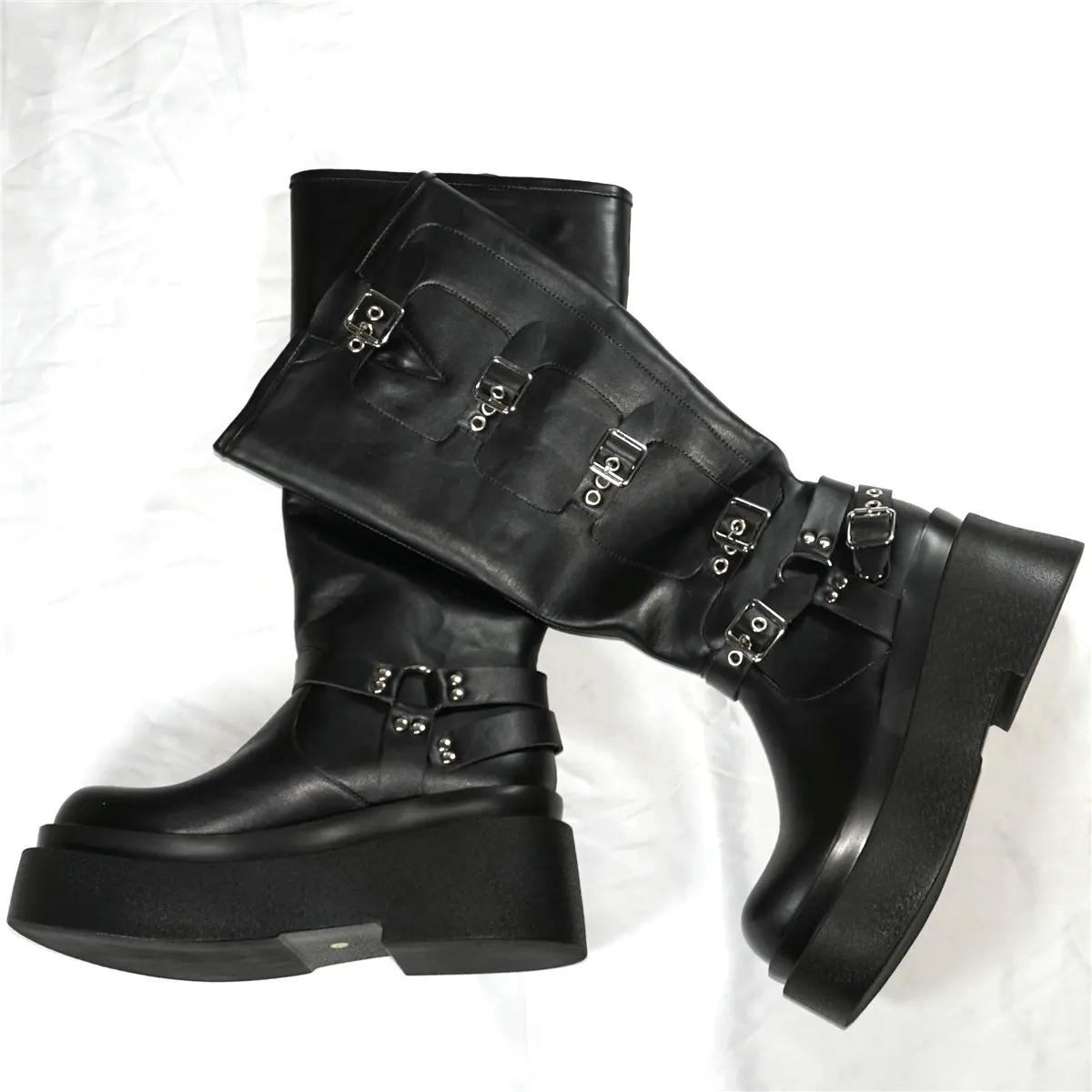 Thigh High Platform Pumps Shoes Women Slip On Wedges High Heel Knee High Boots Female Round Toe Fashion Sneakers Casual Shoes