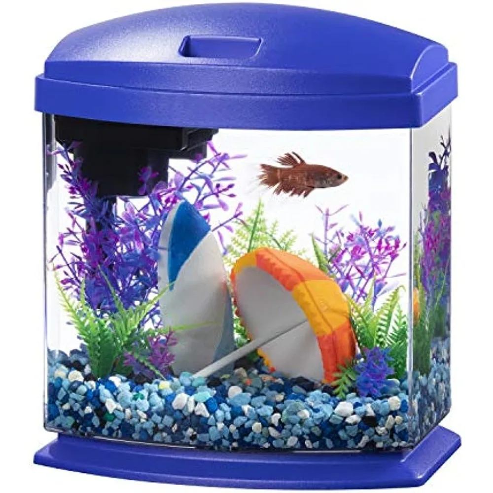

MiniBow Small Aquarium Fish Tank Kit With SmartClean Technology, Blue, 1 Gallon