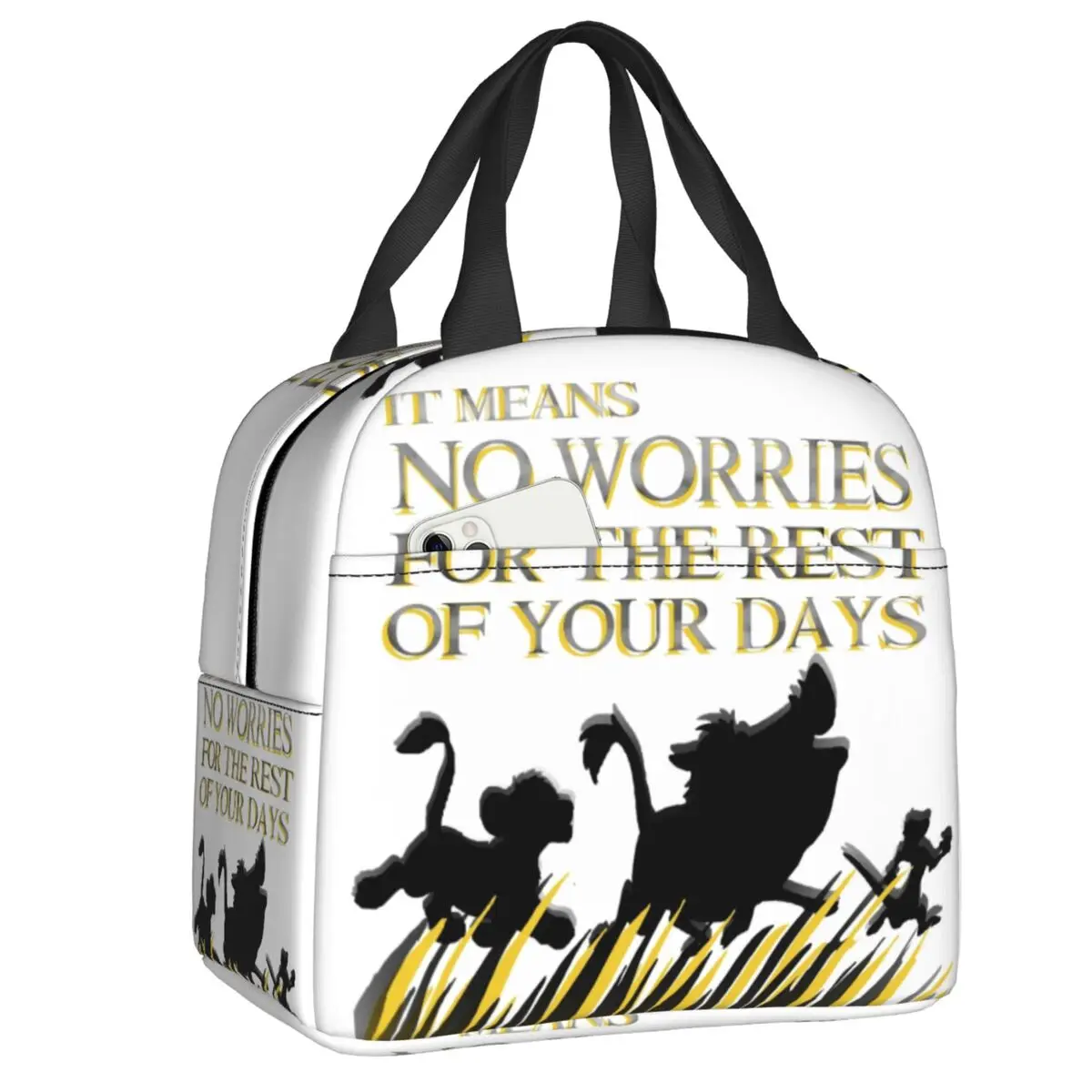 

Custom The Lion King Hakuna Matata Movie Lunch Bag Women Cooler Thermal Insulated Lunch Boxes for Kids School