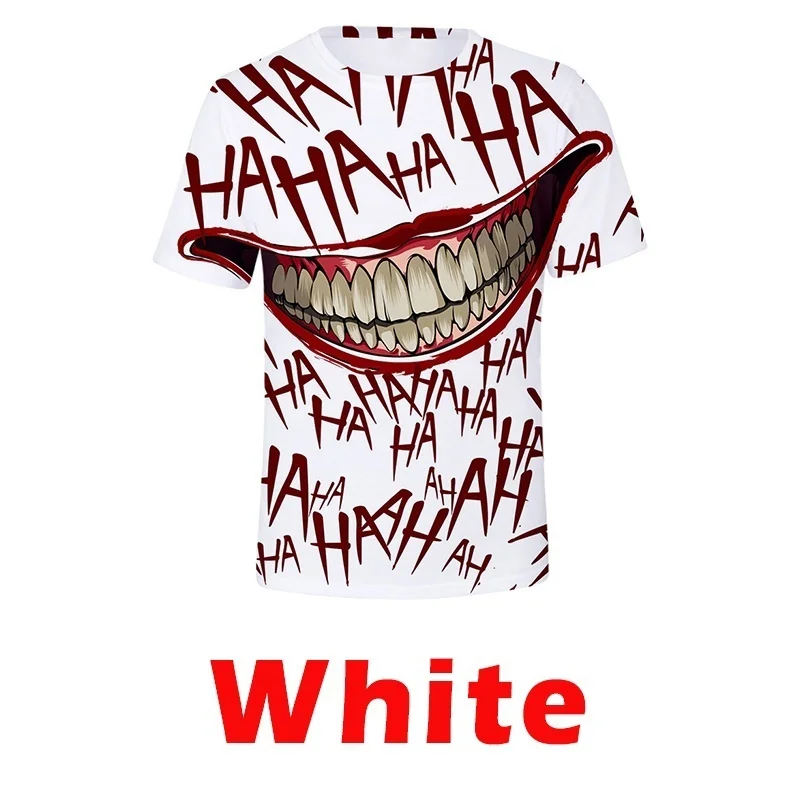 

Plus Size XS-5XL HAHA Joker T-Shirt Funny Smile Print Tops 3D T Shirt Men's Summer Hipster Short Tops XS-5XL