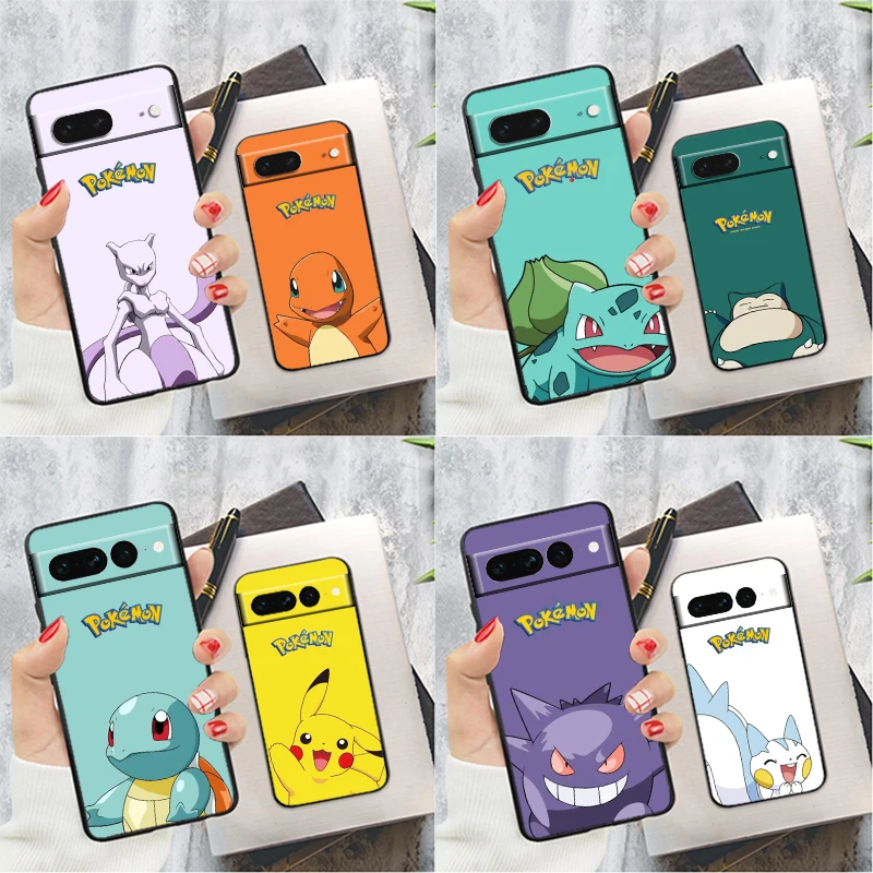 

Pokemon Elves Cute For Google Pixel 8 7 6 6A 5 4 5A 4A XL Pro 5G Silicone Shockproof Soft TPU Black Phone Case Cover Coque Capa