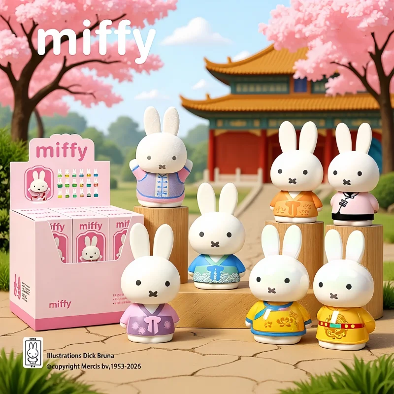 Фото Коллекционная игрушка-сюрприз Kawaii Miffy в старинном стиле, мультяшная аниме-кукла из ПВХ, модный подарок ручной работы №1