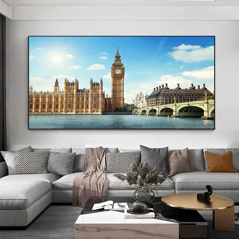 

London Big Ben Landscape Canvas Painting Posters and Prints Wall Art Pictures Bedroom Living Room Home Decor No Frame