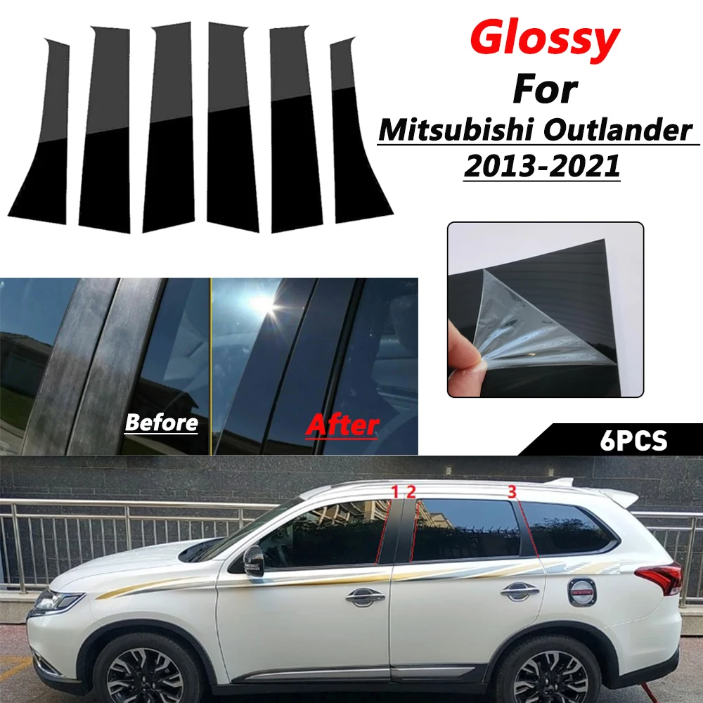 

6X автомобильные черные стойки для Mitsubishi Outlander 2013 2014 2015 2016 2017 2018 2019 2020 2021