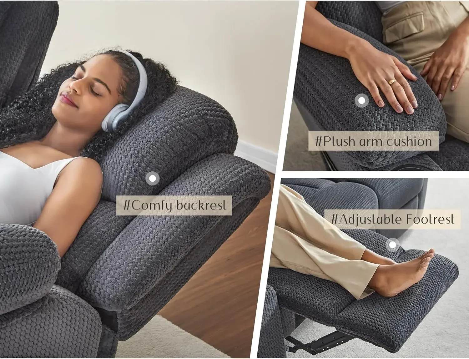 Диван с откидной спинкой 3-местный диван подстаканниками — 85-дюймовый удобный