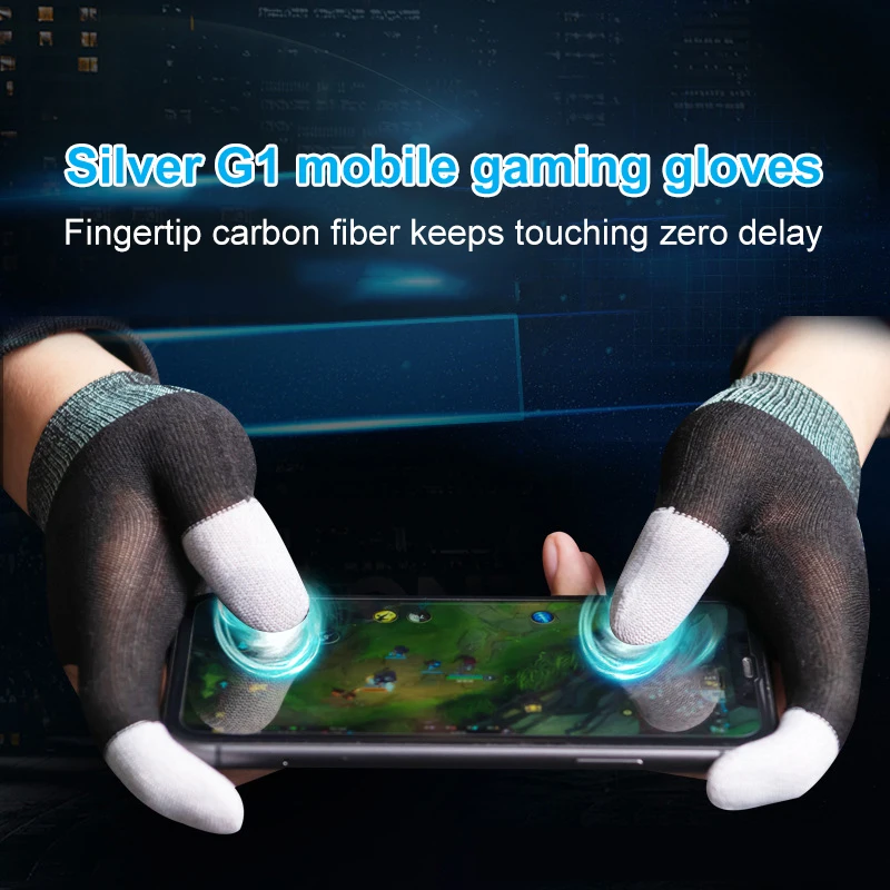 

1 Pair Game Gloves Anti-Sweat Breathable Touch Finger Dot Silica Gel Palm Non-Slip Design Support Almost All Mobile for PUBG