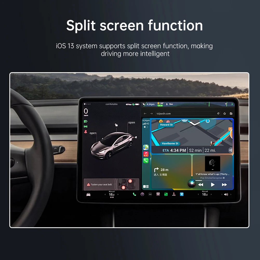 

Беспроводной адаптер CarPlay для Tesla Ai Box 2,4G + 5G WiFi, улучшенное подключение Plug And Play, онлайн-карта, Bluetooth для Apple Iphone
