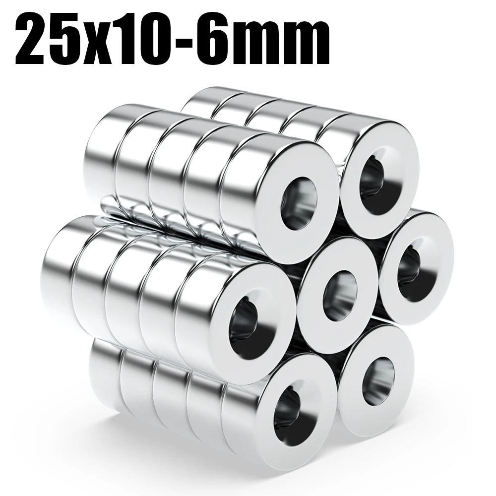 2/5/10/20/50 шт. N35 Супер сильный магнит 25 мм X 10 hole6 Круглый Магнитный NdFeB неодимовый