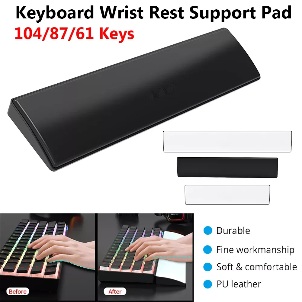 104/87/61 Keys Anti-slip Comfort PU Leather Memory Foam Ergonomic Keyboard Wrist Joint Rest Support Pad for Home Office Gaming