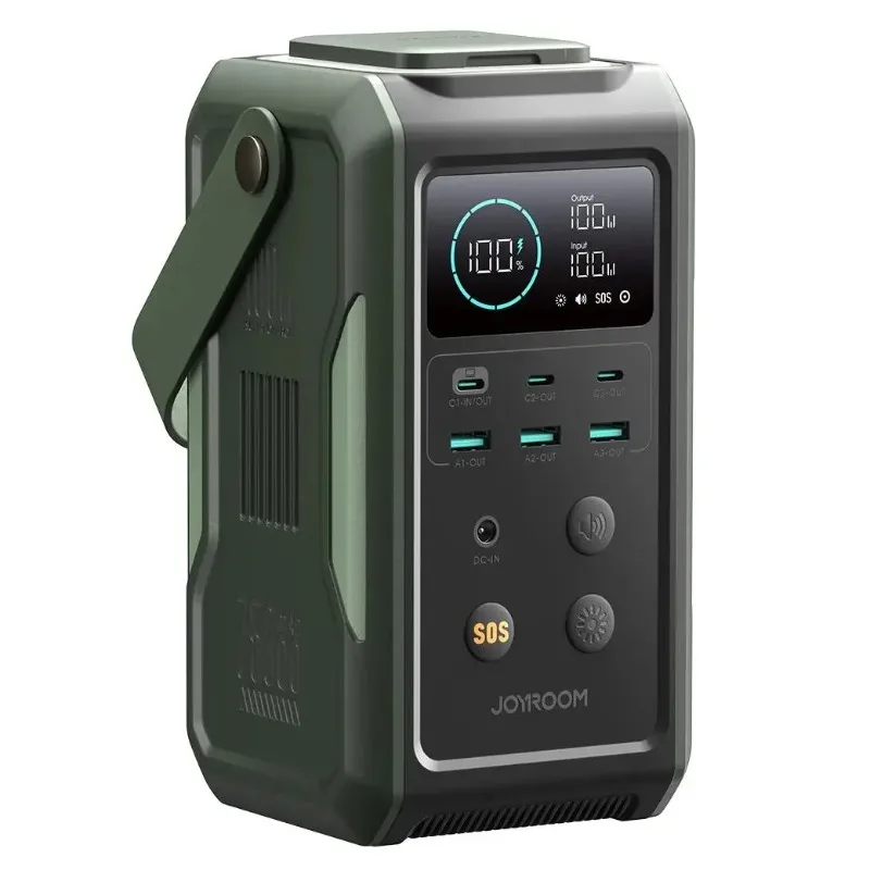 Фото Joyroom Новый дизайн Качество 100 Вт Большая емкость 75000 мАч Зеленый Power Bank Станция с телескопической подсветкой №1