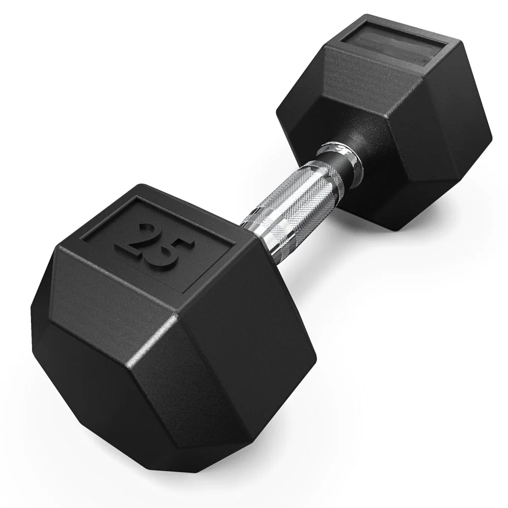 

Rubber Encased Hex Dumbbells – Individually Sold Weights for Strength & Conditioning Training (5 lbs – 50 lbs)