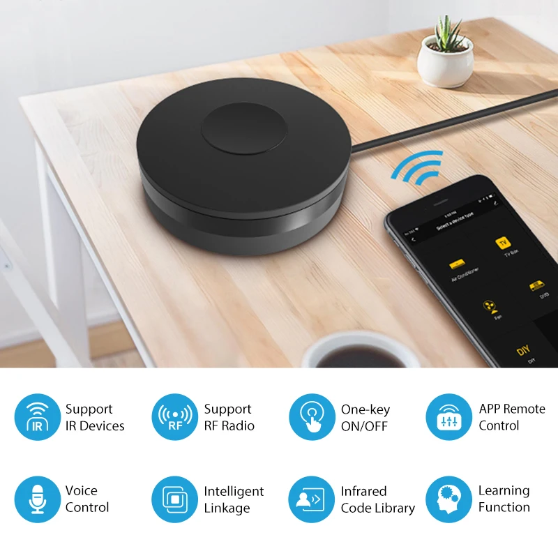 

Пульт дистанционного управления Tuya WiFi IR + RF Универсальный умный пульт дистанционного управления с голосовым управлением работает с Alexa Home IFTTT