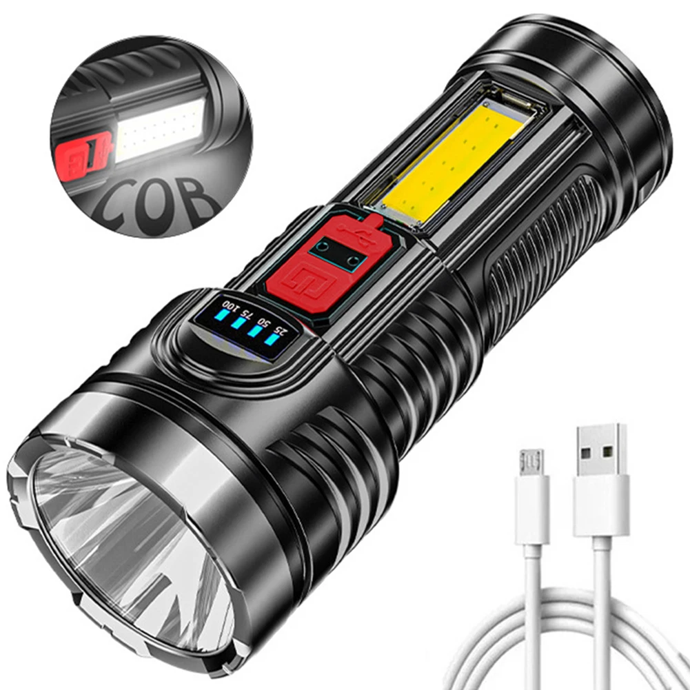 

Портативный светодиодный фонарик с зарядкой от USB, наружное освещение, водонепроницаемость IPX4, 4 режима, уличное освещение для пеших прогулок, скалолазания, экстренных ситуаций