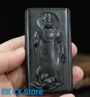 hongshan culture archaize black iron meteorite tathagata buddha amulet pendant statue