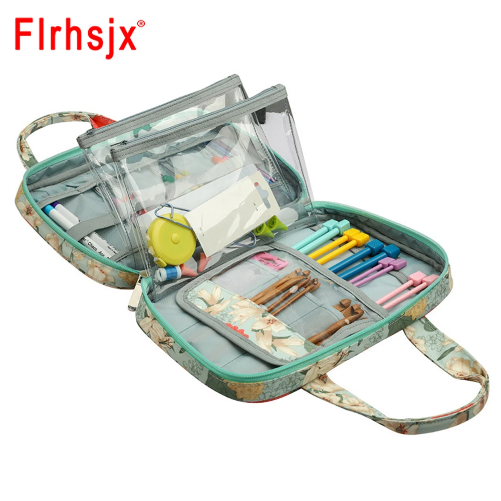 

Empty Portable Knitting Bag Wool Crochet Hook Thread Storage Bag Sewing Tool Organizer Crochet Storage Bag Knitting Needles Case