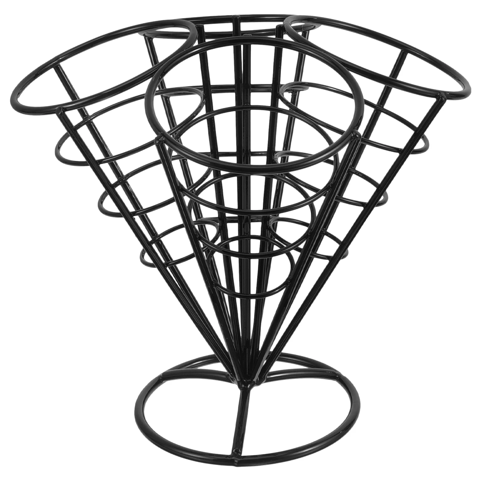 

French Fry Stand Cone Metal Wire Snack Basket Creative Appetizer Serving Rack for Party Gathering(4 Holes Type)