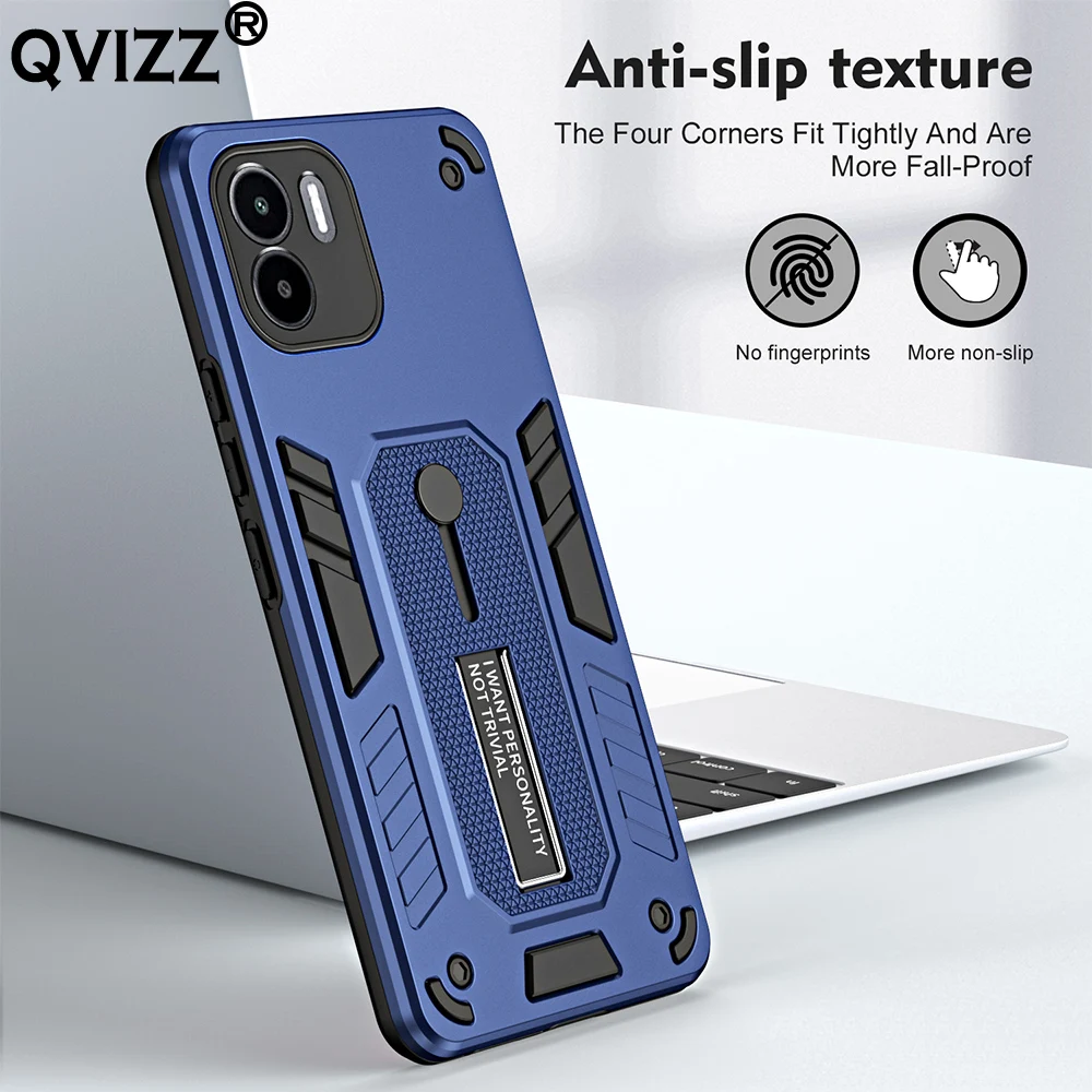 

Luxury Invisible Bracket Case for Xiaomi Redmi A1 Finger Ring Buckle Holder Armor Shockproof Soft Edges Hard Phone Cover RedmiA1