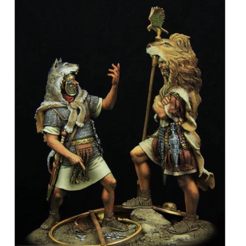 

1/24 Scale Resin Figure Model Kit Ancient Warrior 2 Person with Base Diorama Unassembled Unpainted Toy Miniature Free Shipping