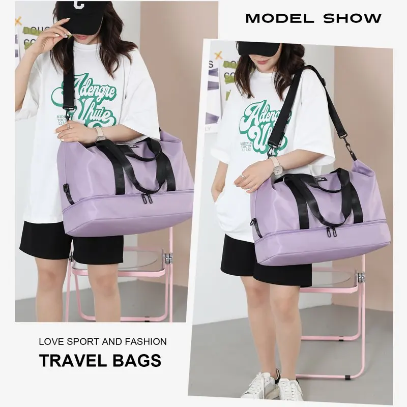 Handy Stylish Pink Sports Weekender Overnight Duffel Bag, Comes with Gym Bag & Shoes Compartment for Traveling, Yoga, and School