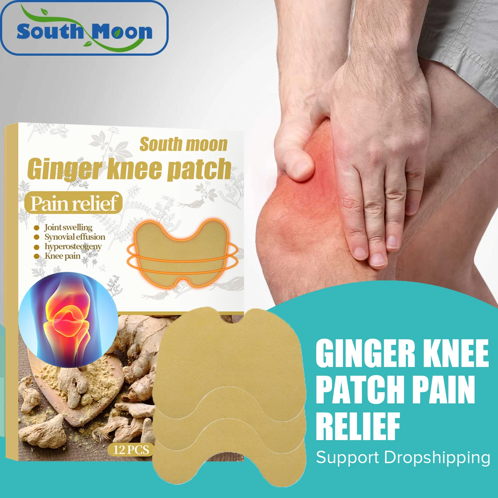 

Обезболивающий пластырь на колено South Moon Ginger, самонагревающийся пластырь для снятия боли в шее и спине, имбирный пластырь для детоксикации, Быстрая и бесплатная доставка