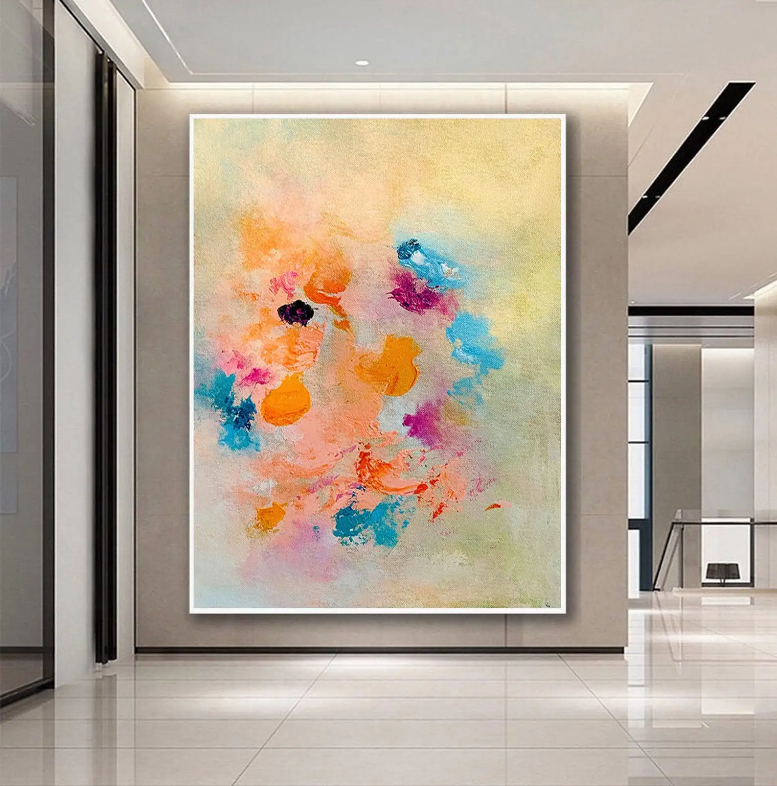

Acrylic Abstract Painting On Canvas Large Abstract Art Colorful Art Bright Wall Art American Style Room Decor Pink Original Art
