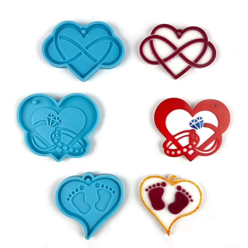 

Valentine's Day Keychain Epoxy Resin Mold Love Heart Keyring Pendant Silicone Mould DIY Crafts Jewelry Casting Tools