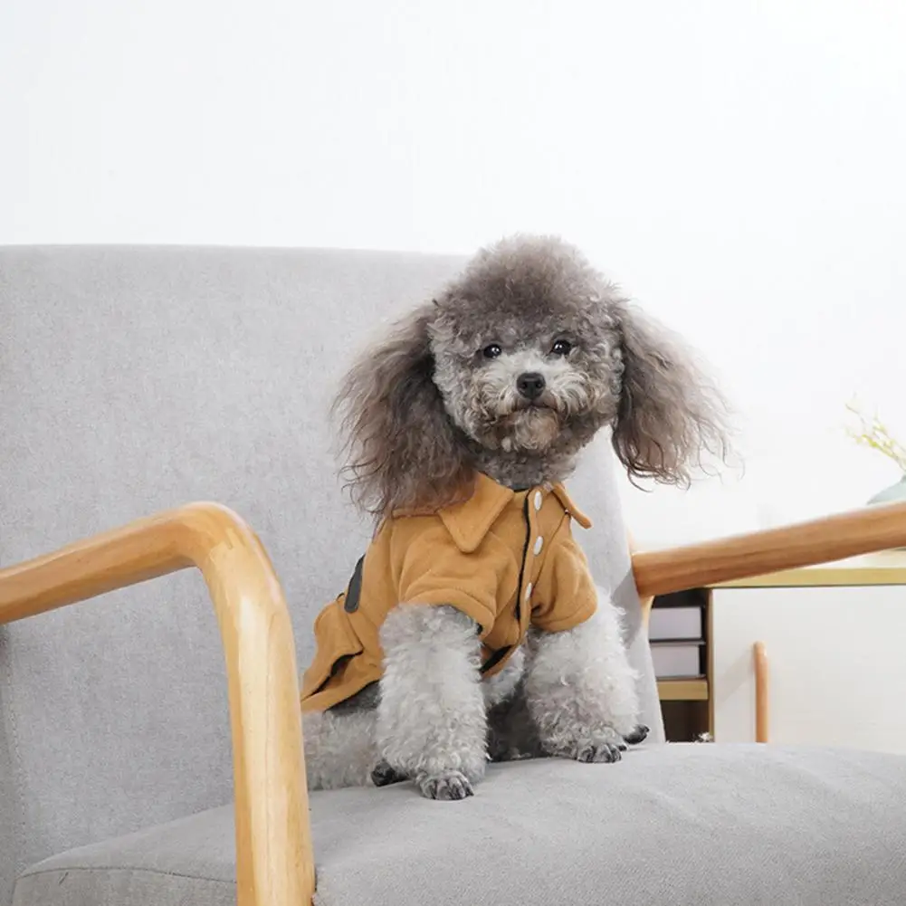 

PETWTILTIH Lapel Collar Button Closure Keep Warmth Winter Two-Legged Cat Dog Coat Pet Clothing Pet Woolen Coat Pet Supplies