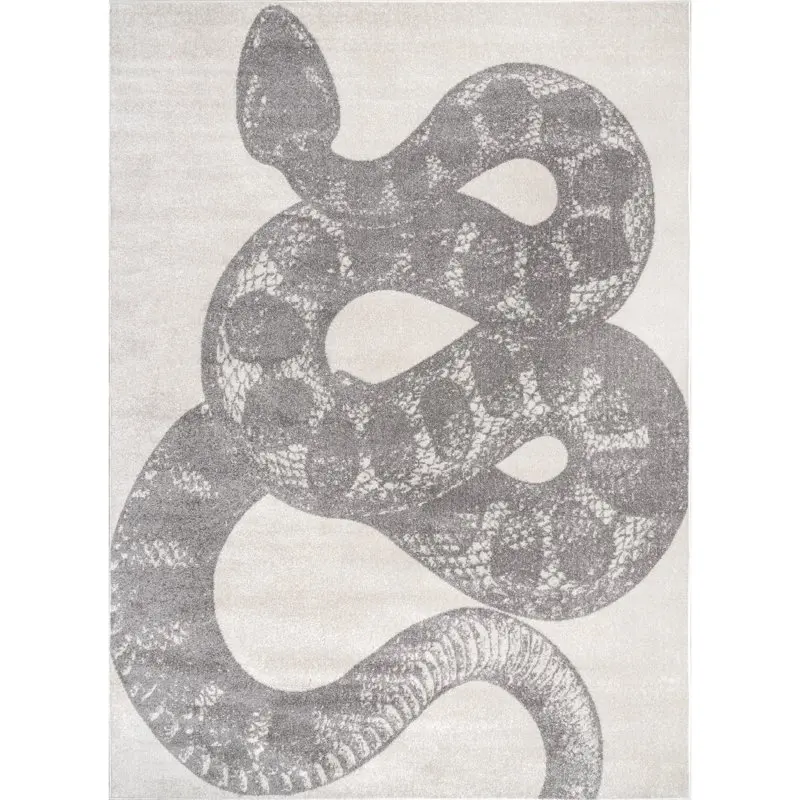 

Thomas Paul Serpent Design Area Rug, 6 Feet 7 Inches x 9 Feet, Light Gray