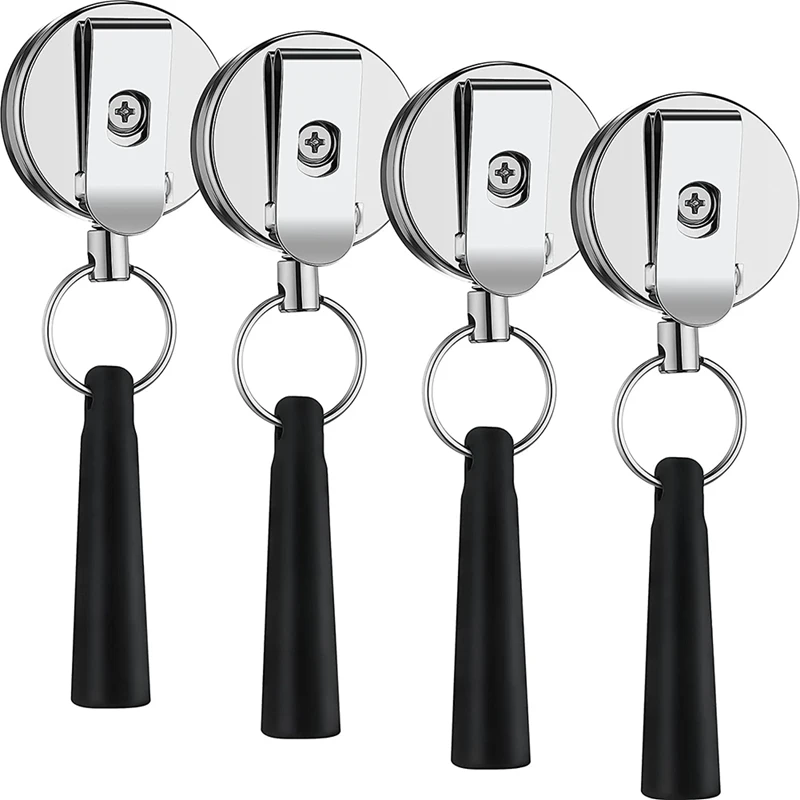 

4 Heavy-Duty Retractable Pen Holders, Belts And Key Chain Clips, Suitable For Carpenters,Nurses,And Construction Workers