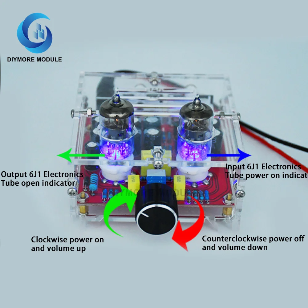 XH-A201 HIFI 6J1 Class A Bile Tube Preamplifier Amplifier Finished Power Board with Acrylic Case |