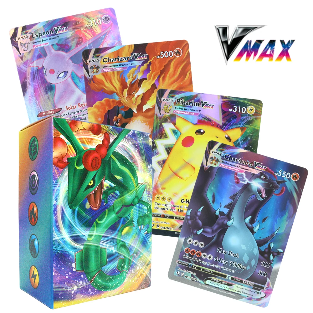 

New English 20-300pcs Pokemon Card Vmax GX EX Tag Team MEGA Pikachu Charizard Game Battle Trading Hobbies Collection Toys Gift
