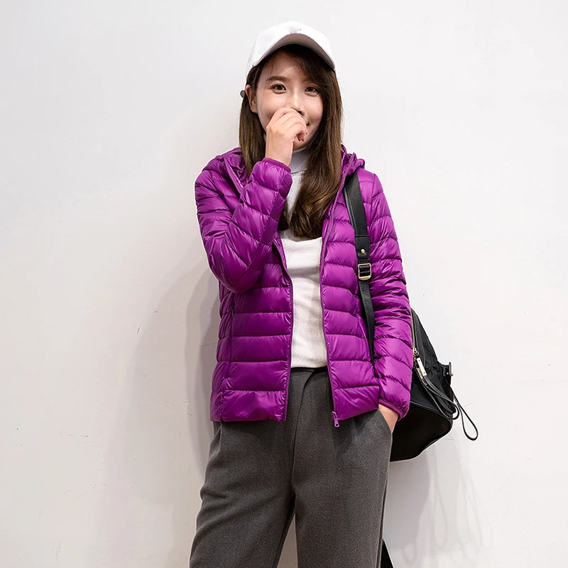 Women Casual Hooded 90% White Duck Down Jacket Coat Windproof Warm Autumn Winter S-5XL