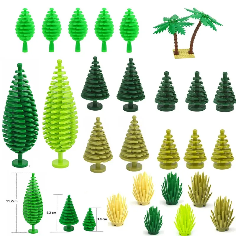Кубики для сборки кокосовых деревьев зеленая трава