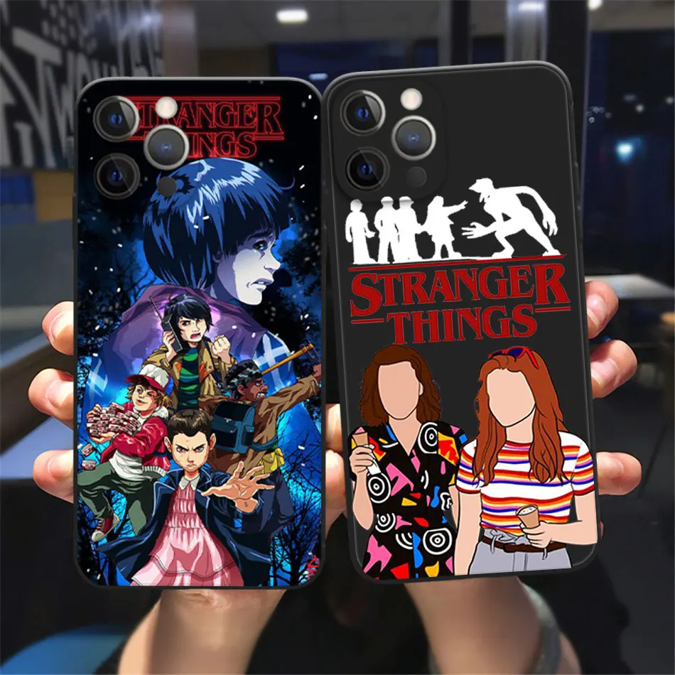 

Silicone Phone Case USA Sci-Fi Thriller TV Series Stranger Things For iPhone 13 12 11 Pro Max Xs Xr 8 7 Plus Mini black Cover