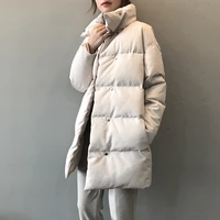 ladies parka womens korean down jacket coat beige black cotton casual warm 2022 fashion button long winter coat