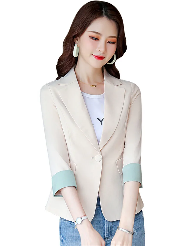 

Fashion Thin Small Suit Jacket Female Spring And Autumn 2022 Ladies Temperament Slim Three-quarter Sleeve Blazer Suit LR2357