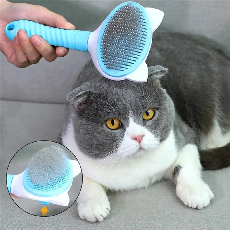 

High Quality Pet Comb Self Cleaning Brush Grooming Brush For Dogs And Cats Open Knot Needle Comb Dog Bath Pet Cleaning Supplies