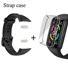Сменный ремешок для Huawei Band 6, силиконовый ремешок для часов Honor Band 6, ремешок с ТПУ, защитный чехол на весь экран, черный ремешок