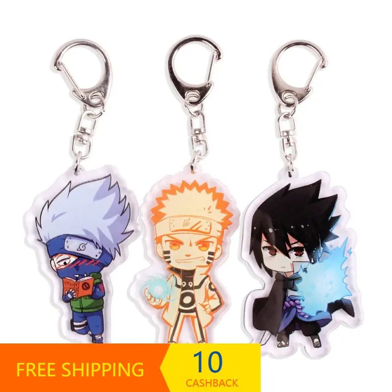 

6cm Acrylic Naruto Mobile phone pendant Key ring Naruto Sasuke cartoon graphics Free shipping one piece