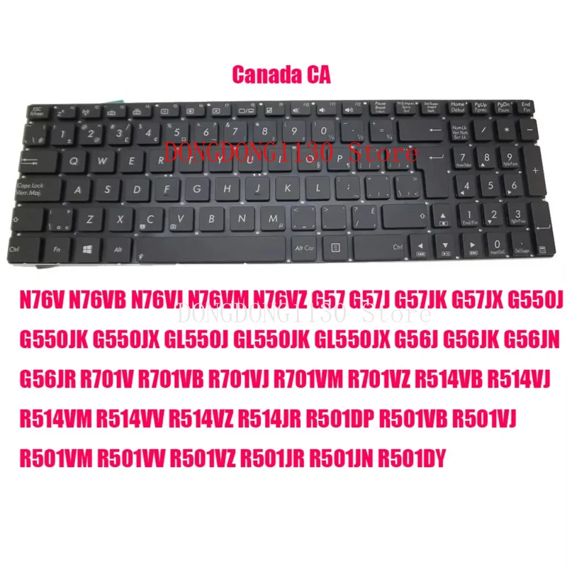 D Клавиатура для ноутбука ASUS N76V N76VB G57 G57J G550J G550JK G56J G56JK R701V R701VB R514VB R514VJ R501DP R501VB BE\CA\FR\US (art.: 3920cfee8a22e) - 3920cfee8a22e