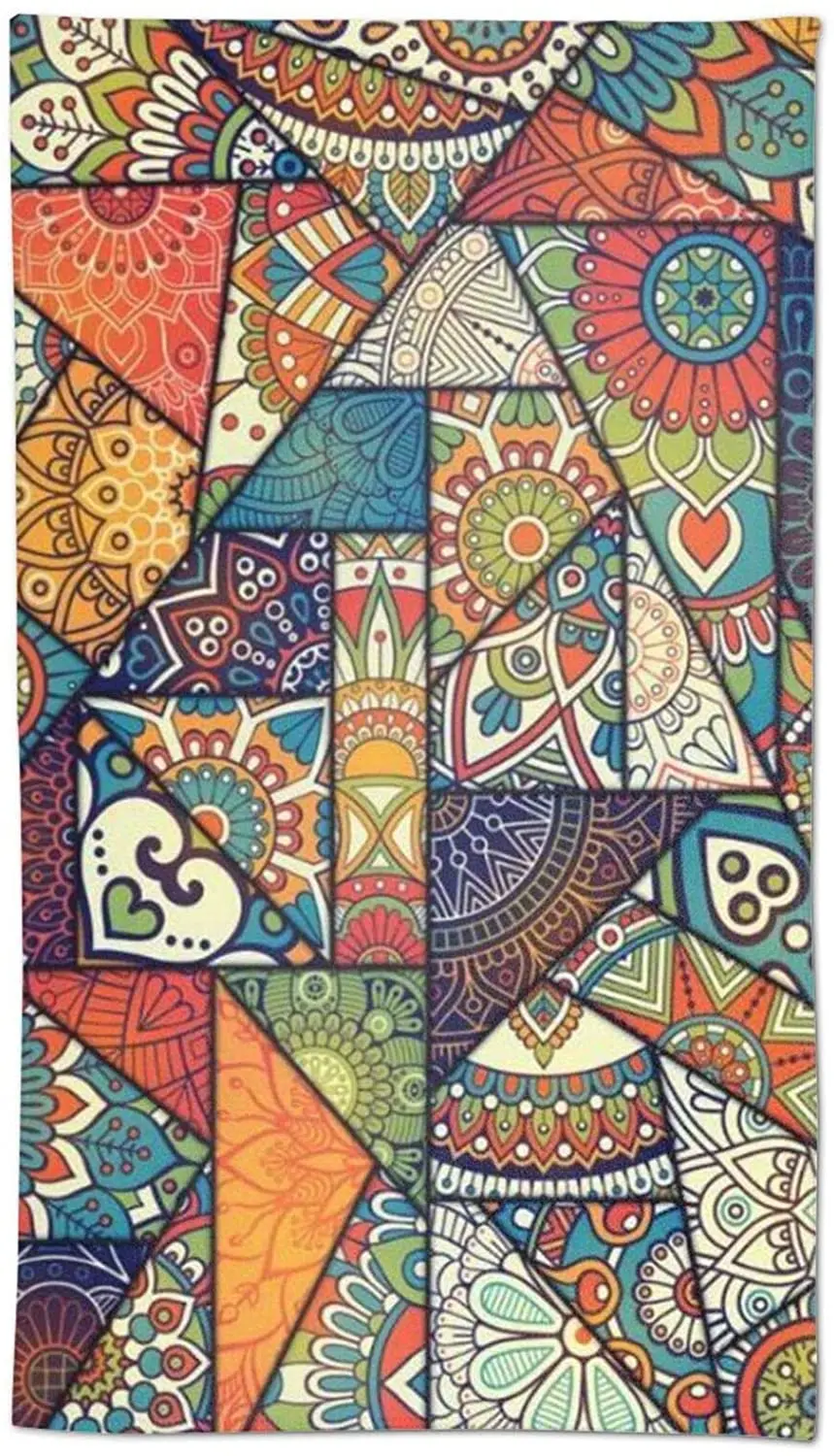 

Patchwork Vintage Bohemian Boho Elements Hand Towels Soft Bath Towel Decoration Yoga Towels Multipurpose for Bathroom, Hotel