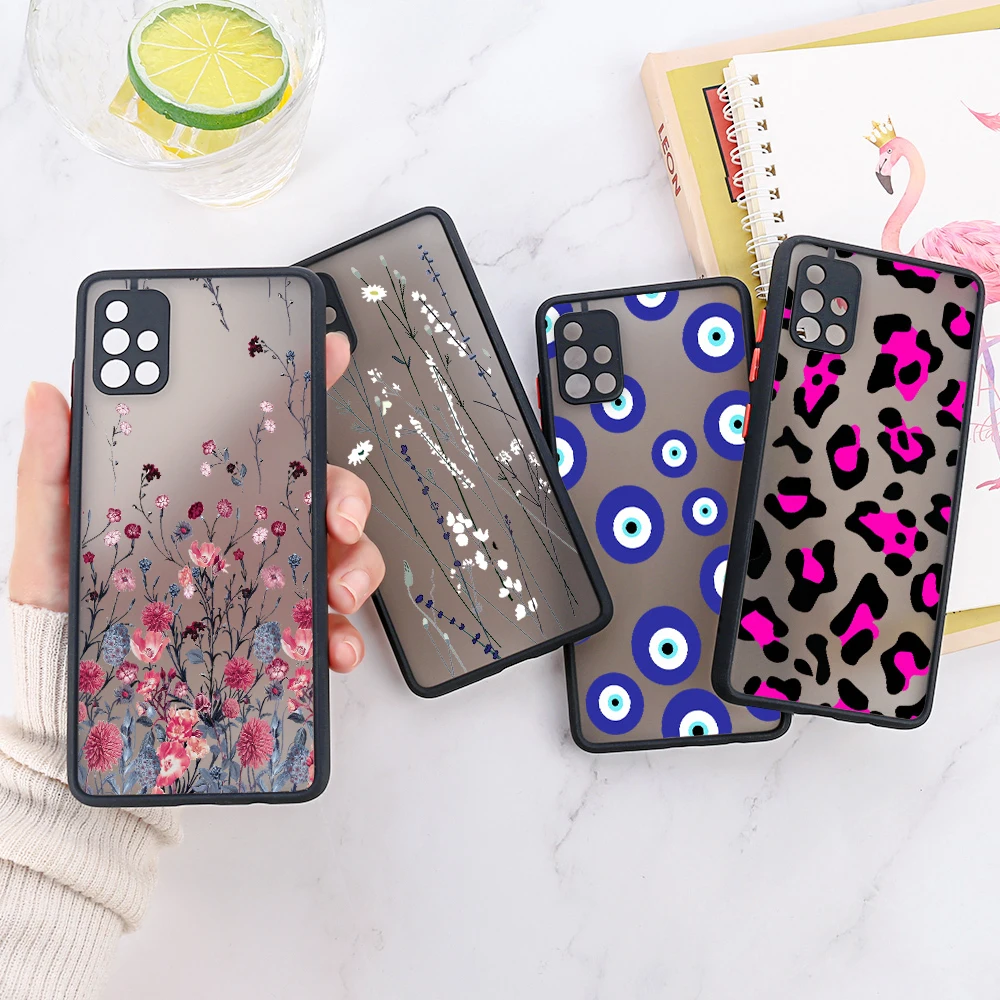 

Flower S20 FE Capa For Samsung A51 Case S21 FE A32 A71 A21S A22 A52 A53 5G A12 Cover Samsung S22 Ultra S20 Plus Shockproof Funda