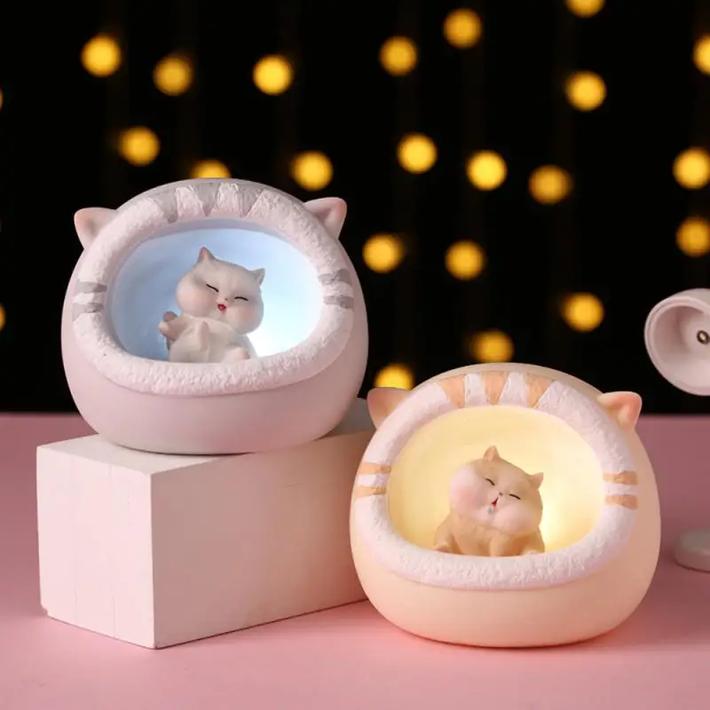 

LED Night Light Baby Nightlight Cute Cat Ornament For Home Cartoon Led Lamp Bedroom Bedside Lamps Home Decoration Lights