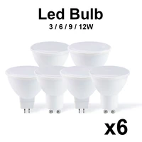 6pcslot mr16 gu10 gu5 3 dimmable 12w 9w 6w 3w 220v led lamp spotlight lampara bombillas beam angle 24 degree spot light bulb