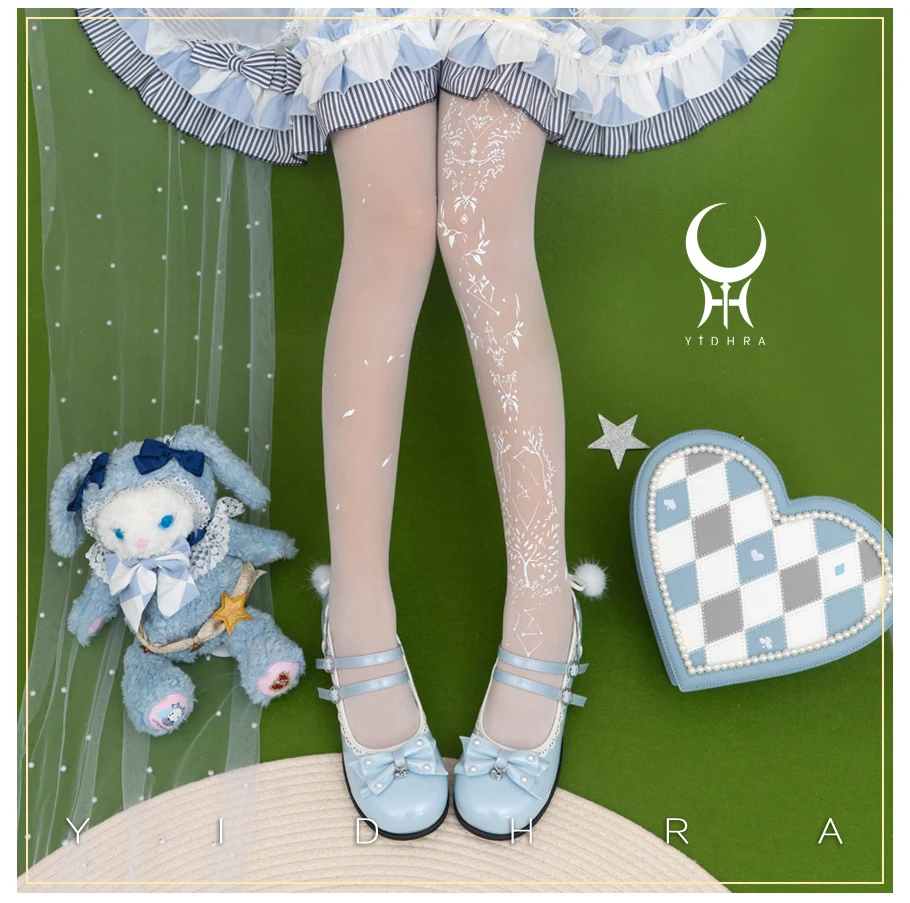 

Alice and the World Tree Lolita Pantyhose Sweet Cute Jumpsuit Socks Tights Loli Girls All-match Summer Thin Print Stockings