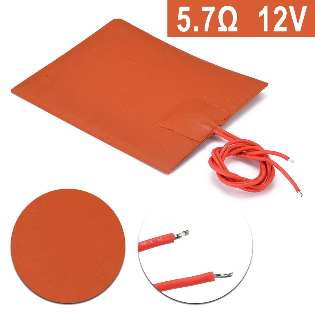 S Silicon Rubber Waterproof 12v Dc 20w 80x100mm Flexible For 3d Printer Heater Pad